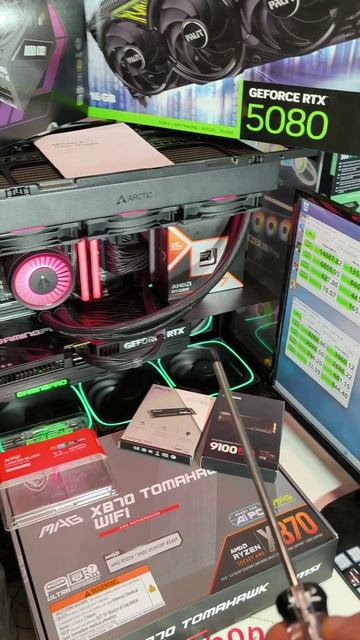 Обзор ПК за 320. Нагрев Ryzen 7 9800X3D. Тест Paliit RTX 5080 GamingPro. Про чипсет X870 и Tomahawk.