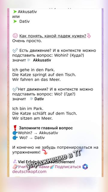 Закрепи свой немецкий с упражнением в ТГ🇩🇪 ссылка в описании 👇🏻 и в комментарии #немецкий
