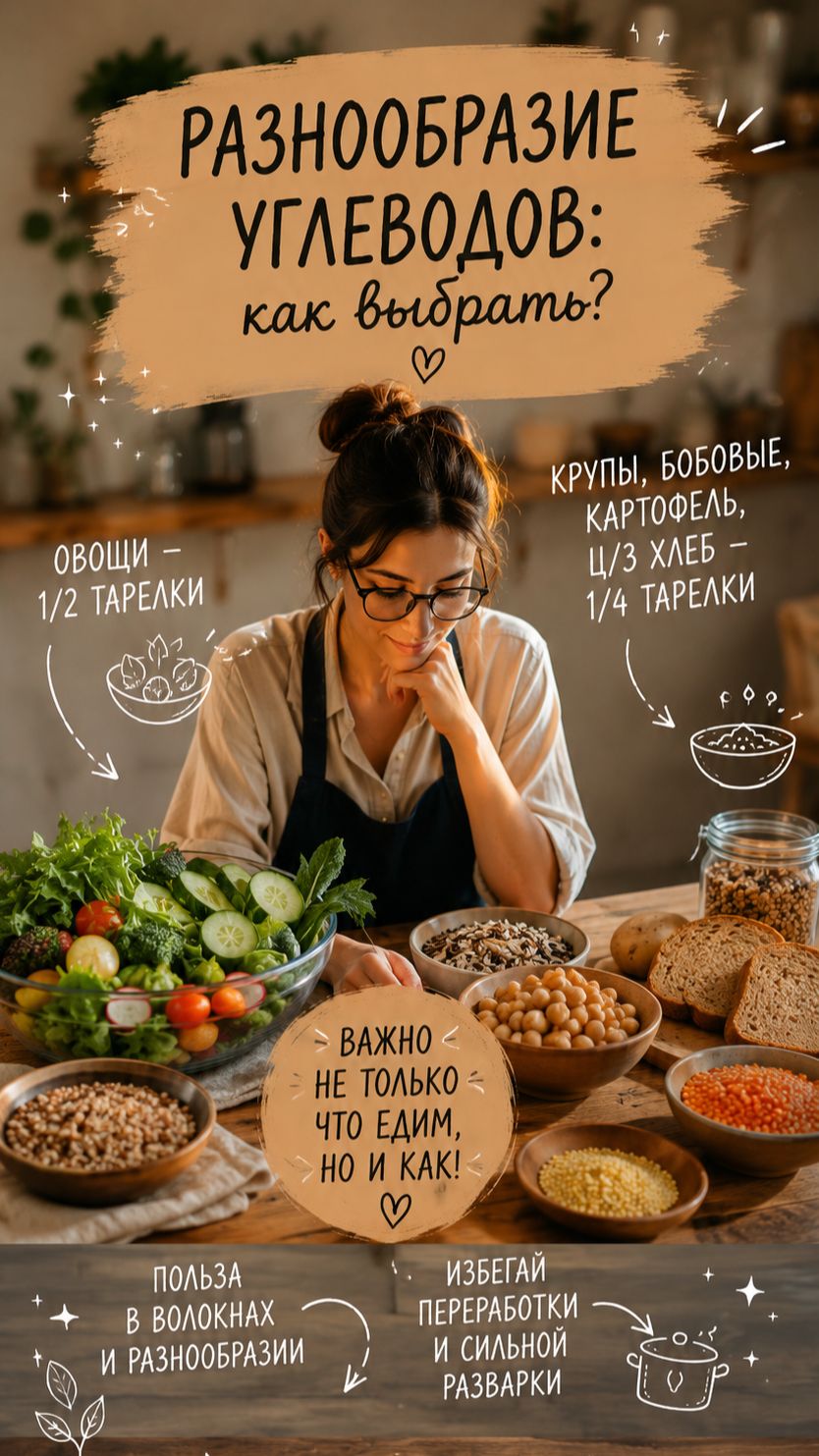 Разнообразие углеводов: как выбрать? #углеводы #правилотарелки #стройность