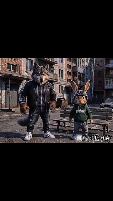 Волк Vs Кролик: Уличный Движ 🐺🥕 | Кто Король Района? #shortvideo #animation #ai