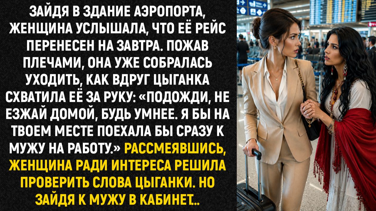 Зайдя в здание аэропорта, женщина услышала, что её рейс перенесен на завтра. Пожав