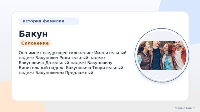 Фамилия Бакун: происхождение, значение и склонение