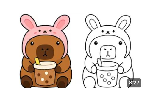 Как нарисовать милую Капибару в шляпе: простые пошаговые инструкции 🐹🎀