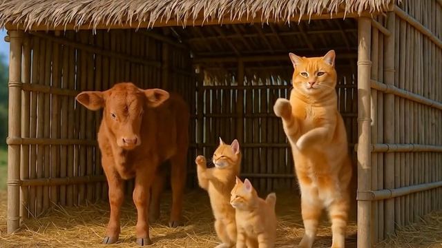 Мама-кошка подстригает шерсть