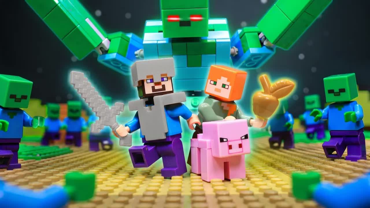 Приключение Алекса и Стива - Поиск золотого яблока: Атака зомби-LEGO Stopmotion