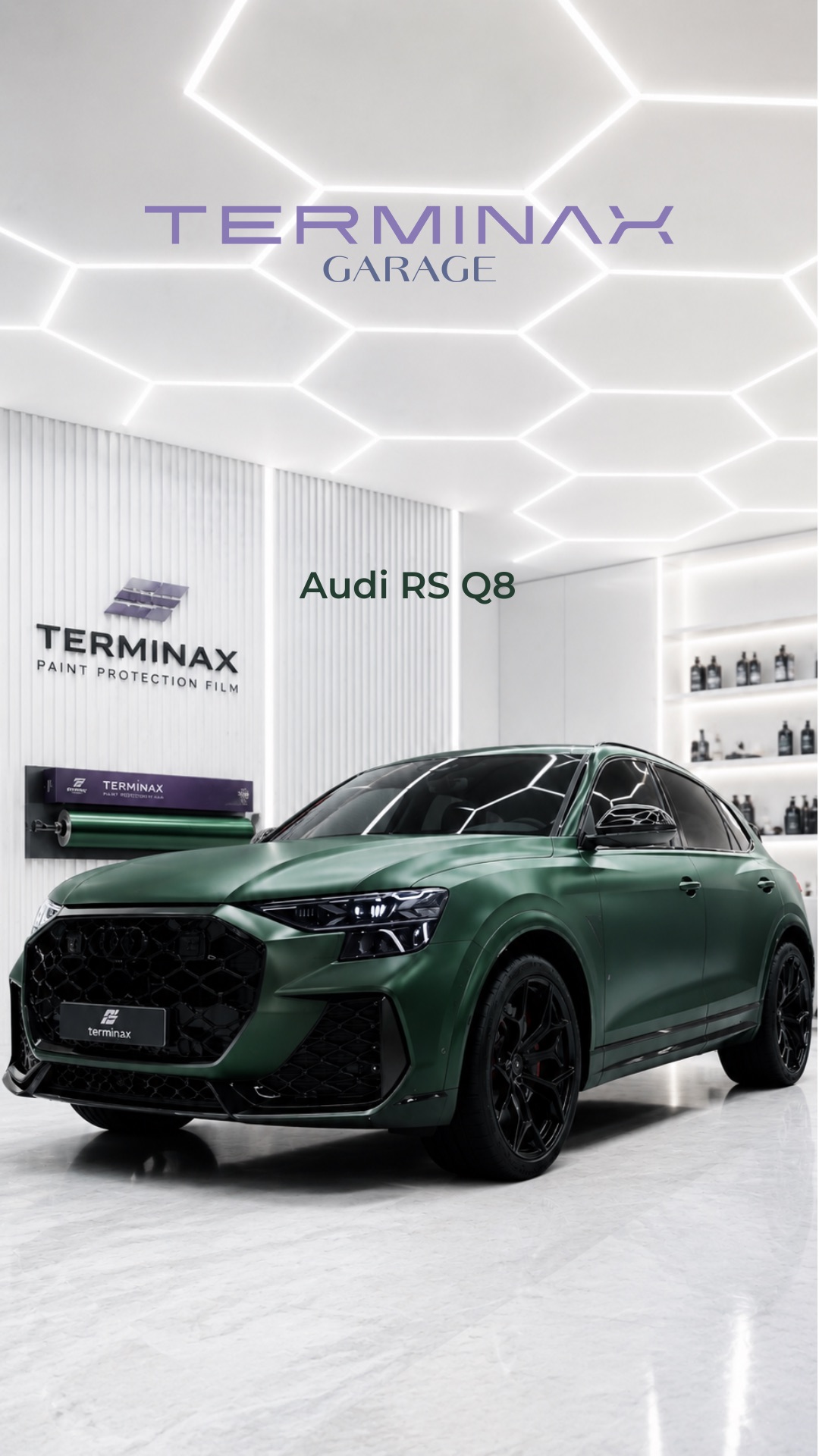 Роскошный Audi RS Q8 в эксклюзивной Satin Emerald Green плёнке Terminax