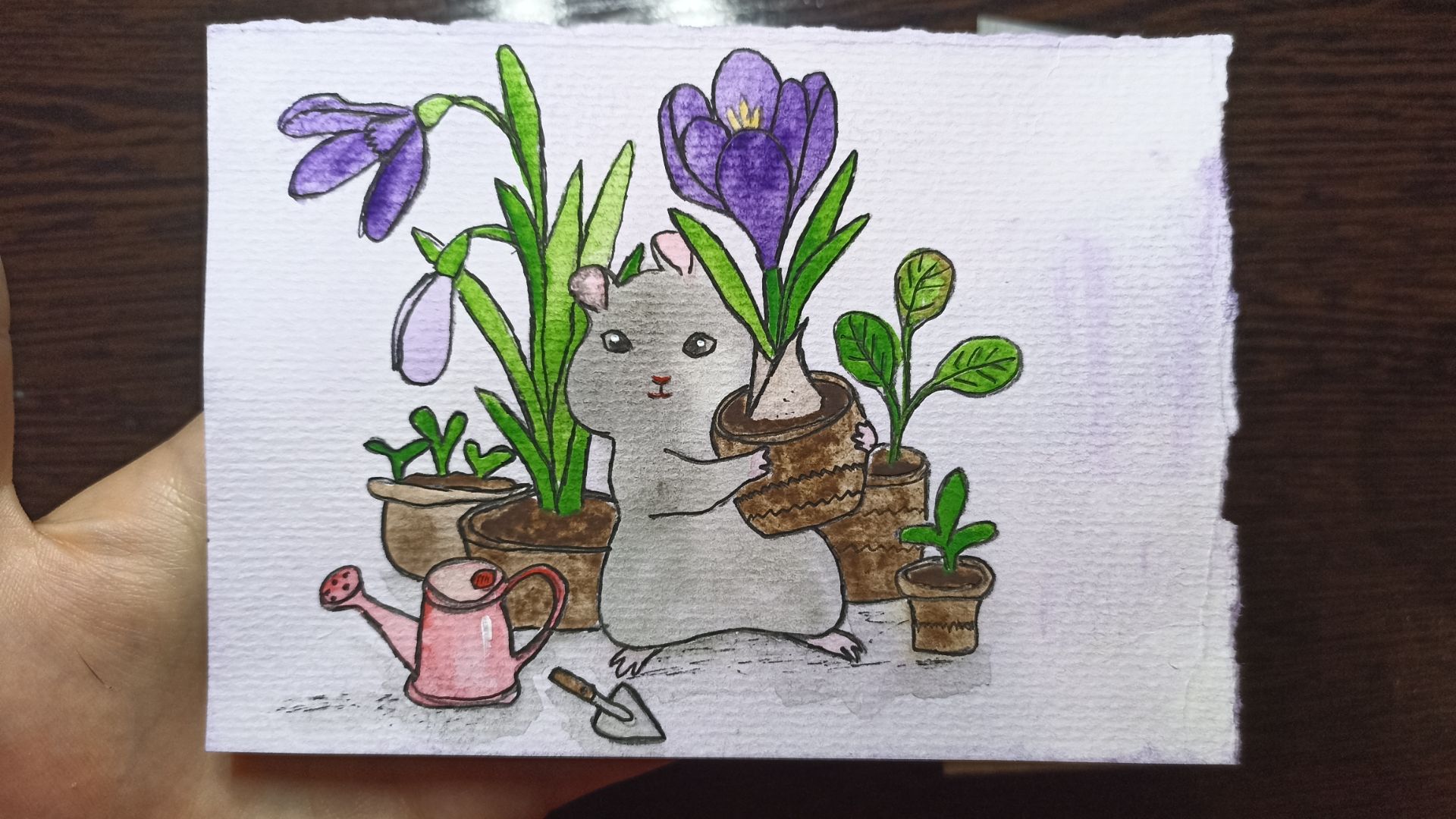 Рисунок акварелью / Хомяк садовод