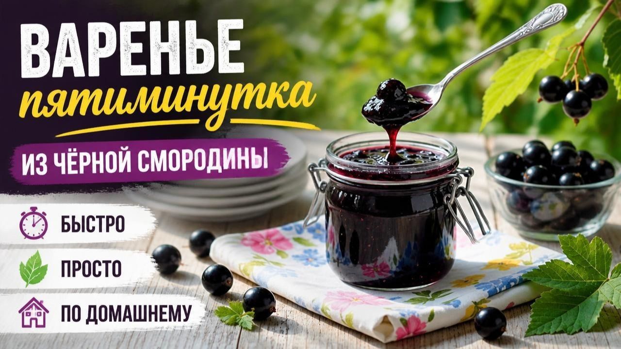 Варенье пятиминутка из чёрной смородины: быстро, просто, по домашнему