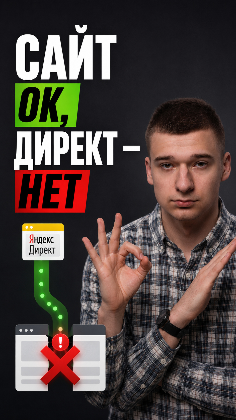 Тут явно с сайтом проблем нет - с Директом большие проблемы