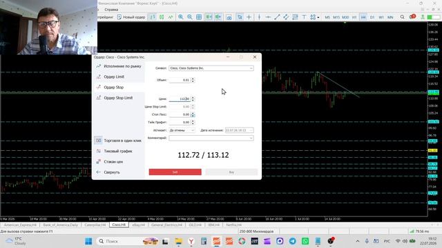 22-07-2026 Обзор рынка акций AXP BAC CAT CSCO EBAY GE GILD IMB NFLX