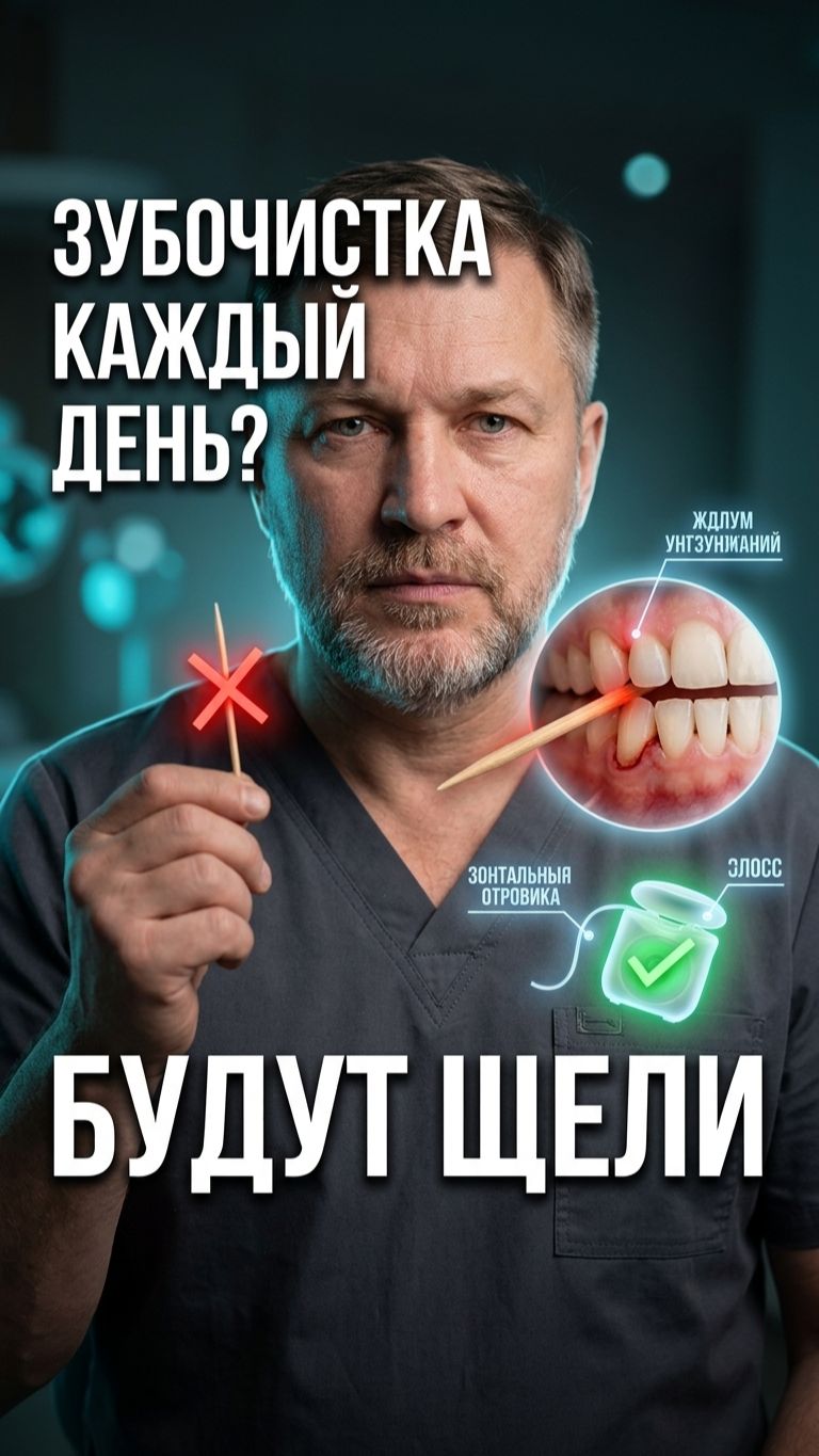 Зубочистка раздвигает зубы 🦷⛔