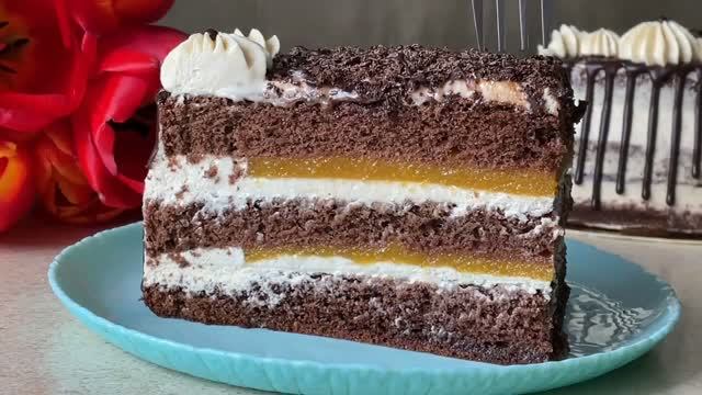 Торт  Персиковый рай  !🎂 Шоколадный бисквитный торт - наслаждение, который влюбит в себя сразу!🥧