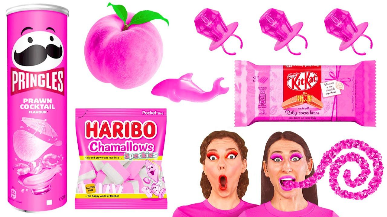 Едим Продукты Только Розового цвета 24 часа Челлендж # Съедобная Битва от Fun Teen