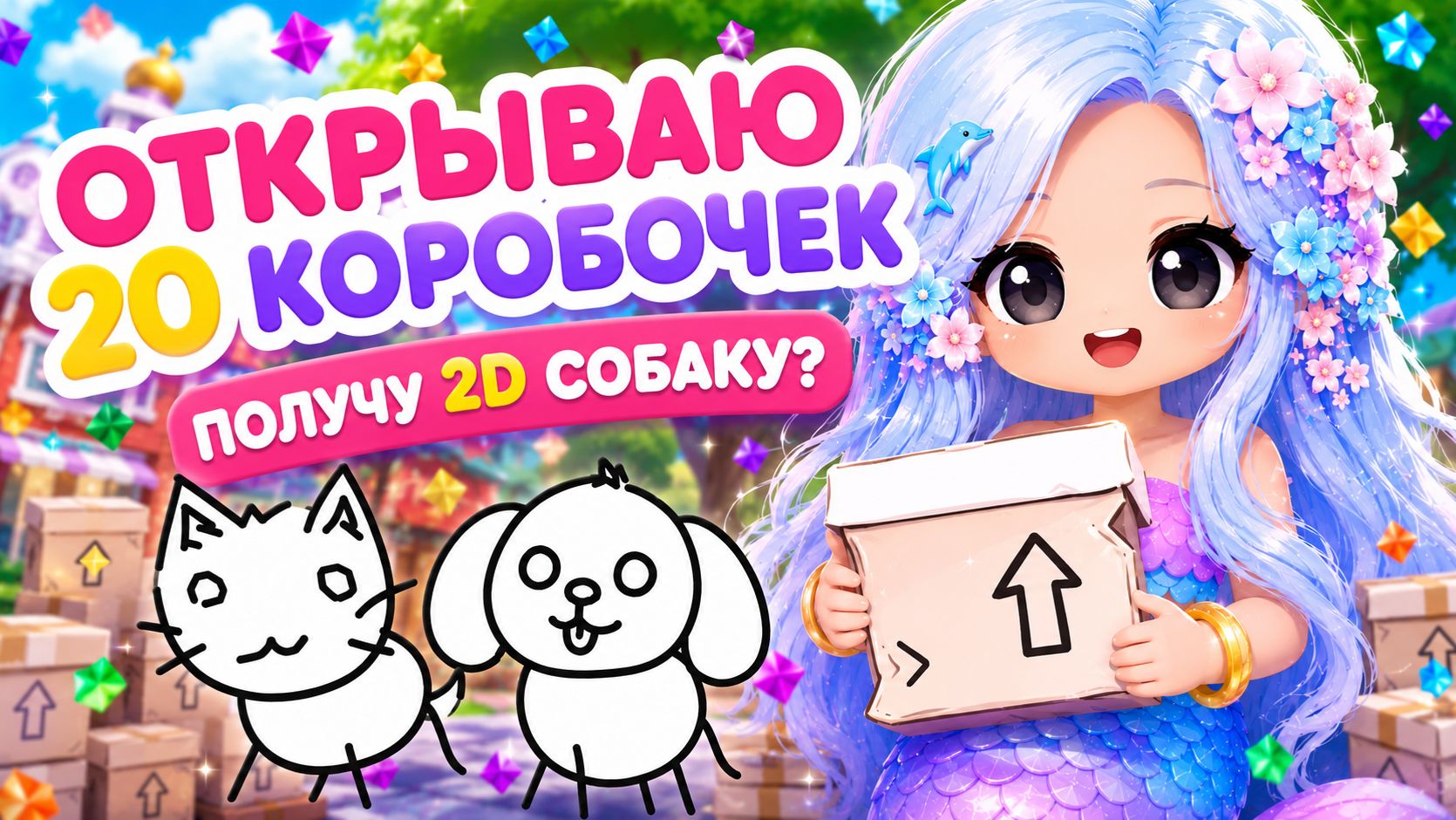 🎁🐶🐱 ОТКРЫВАЮ 20 КОРОБОЧЕК | ПОЛУЧУ 2D СОБАКУ? #адоптми #adoptmeroblox