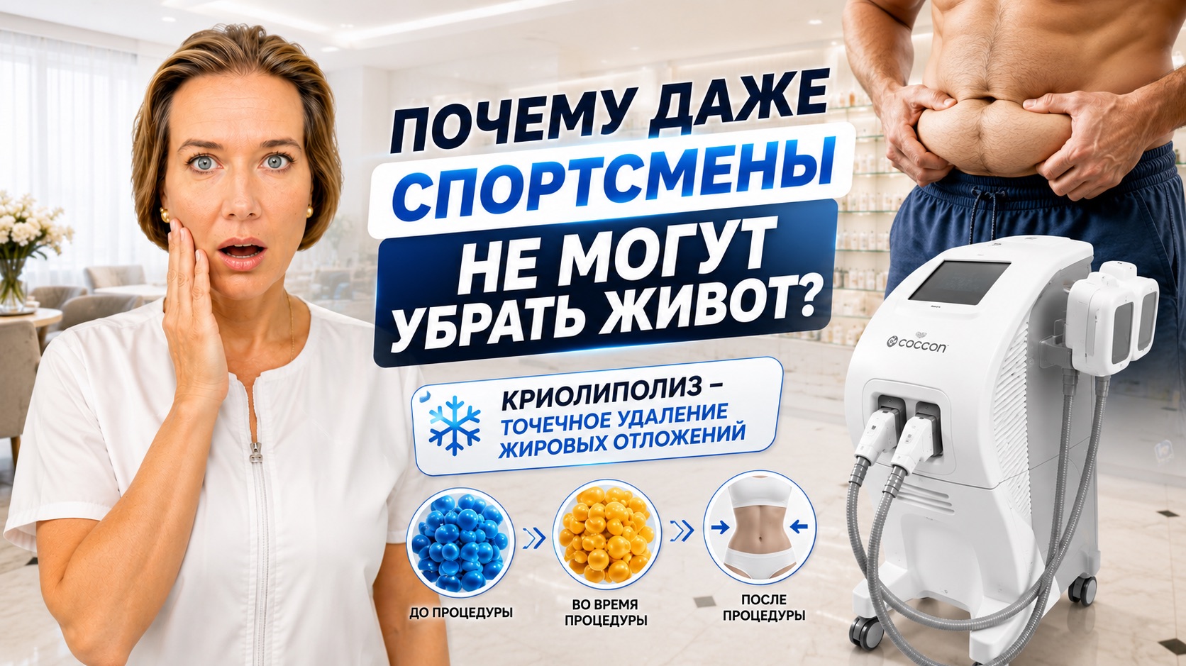Почему даже спортсмены не могут убрать живот? Криолиполиз Coccon | Реальный результат пациента