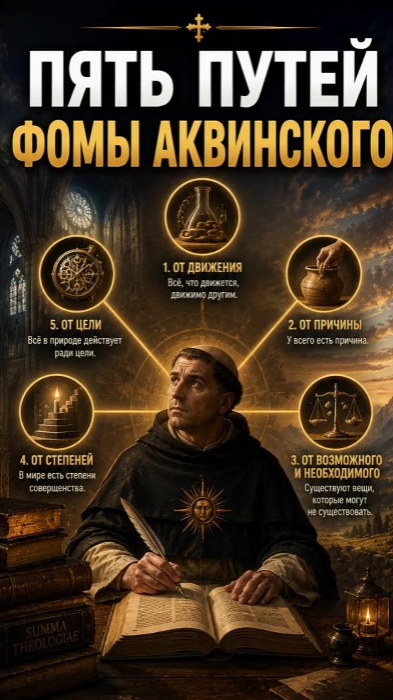 Пять путей Фомы Аквинского #фомааквинский #христианство #церковь #бог #доказательство