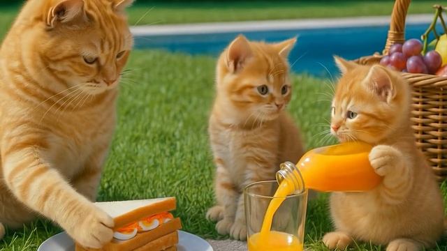 Мама-кошка подстригает шерсть