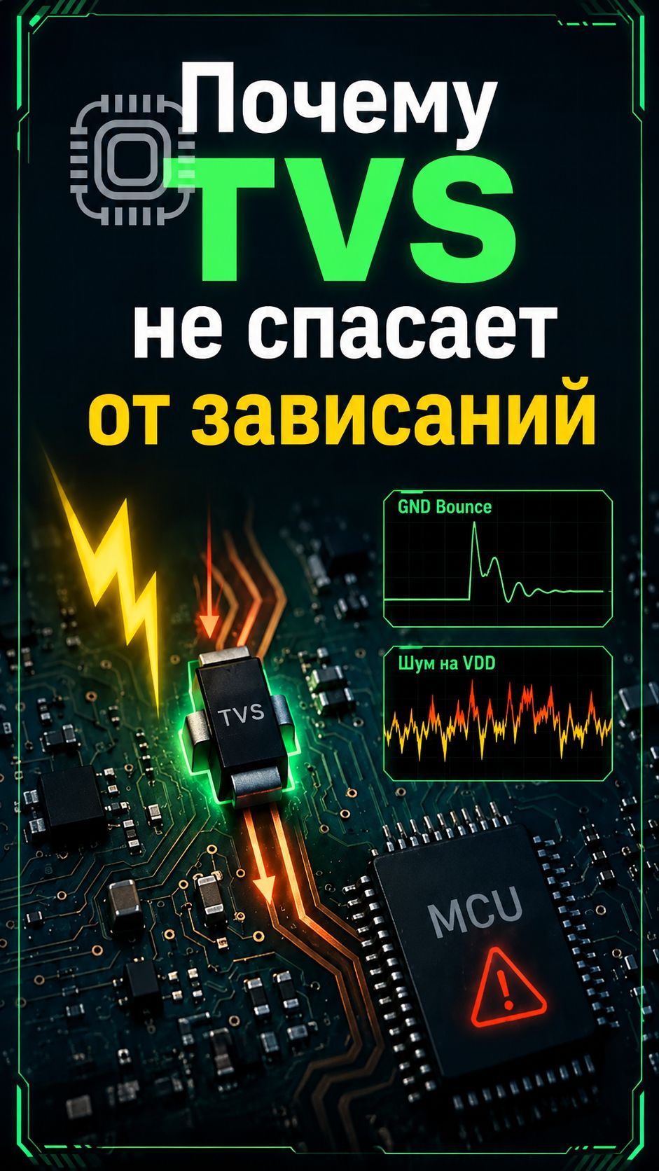 TVS стоит. Почему статика вызывает сбой?