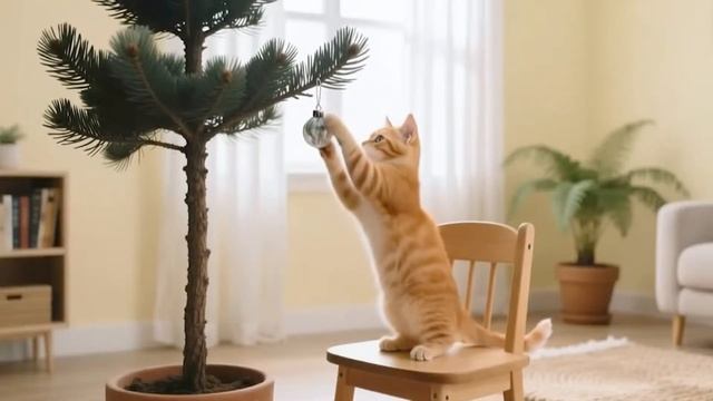 Мама-кошка подстригает шерсть
