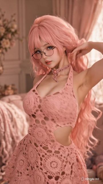 Чо-хи - розовая, кружевная, будто сама комната стала мягче от её присутствия. 💗