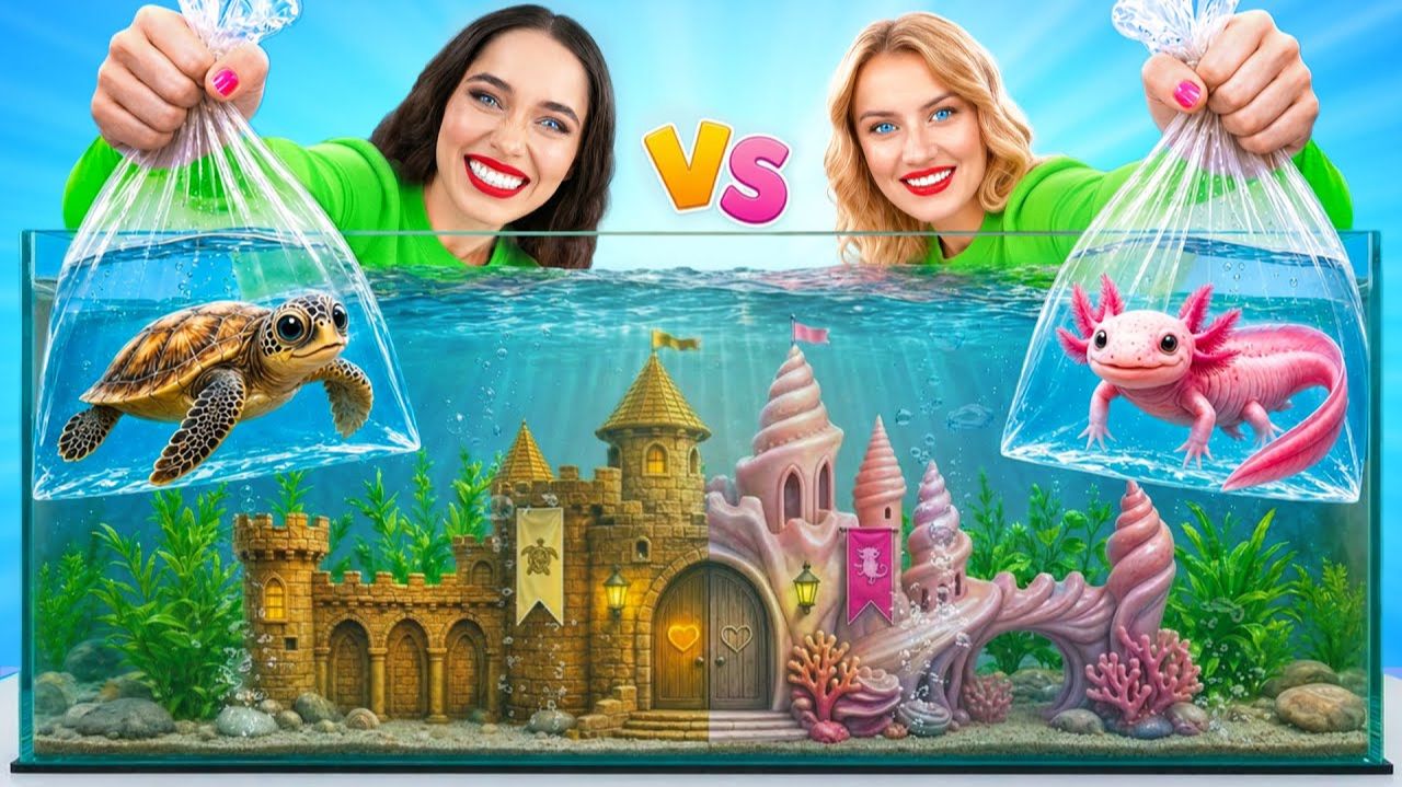 Строим Удивительный Аквариум # Аксолотль vs Черепашка Челлендж от Super Hyper DO