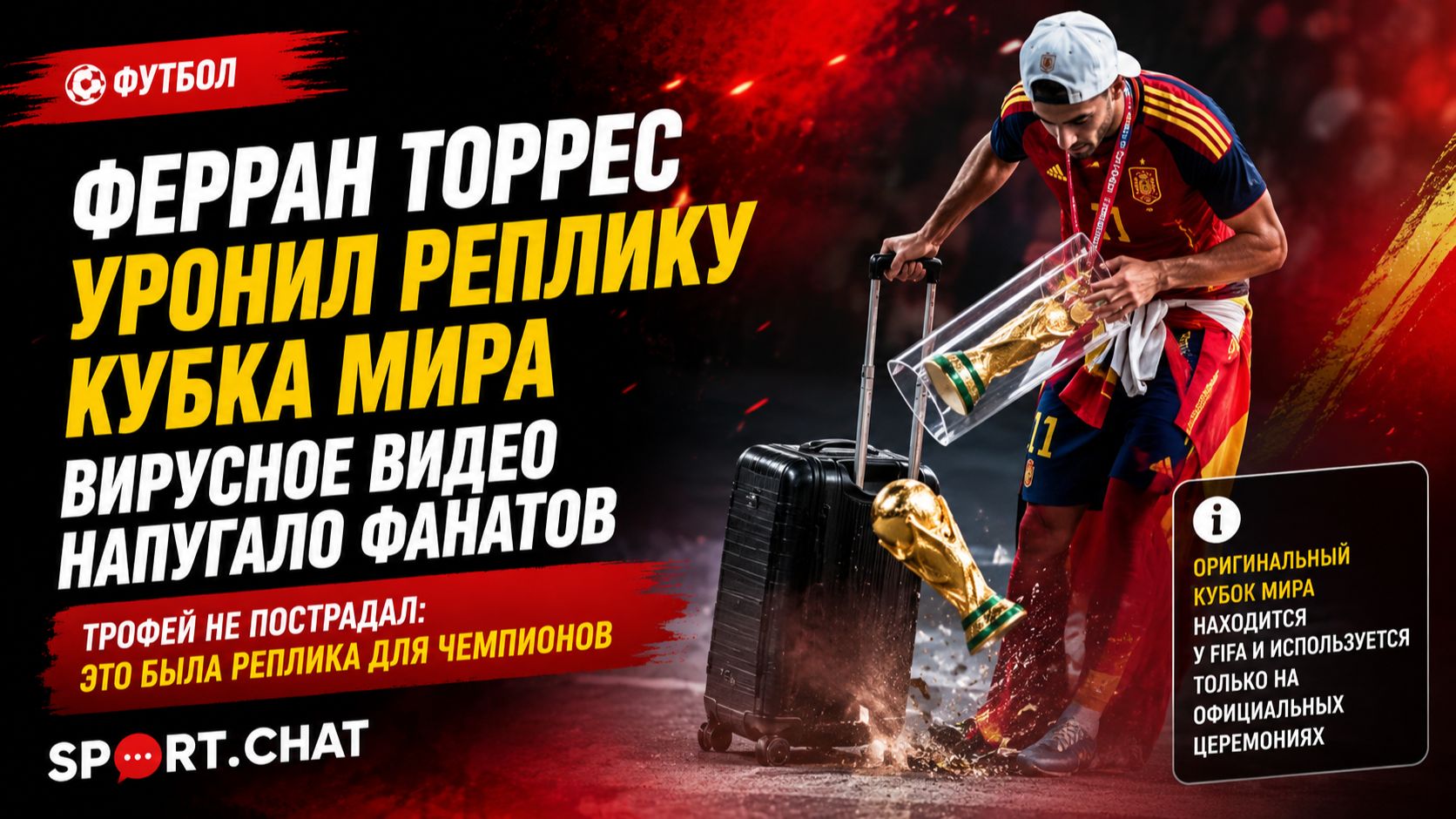 Ферран Торрес уронил Кубок мира — болельщики испугались