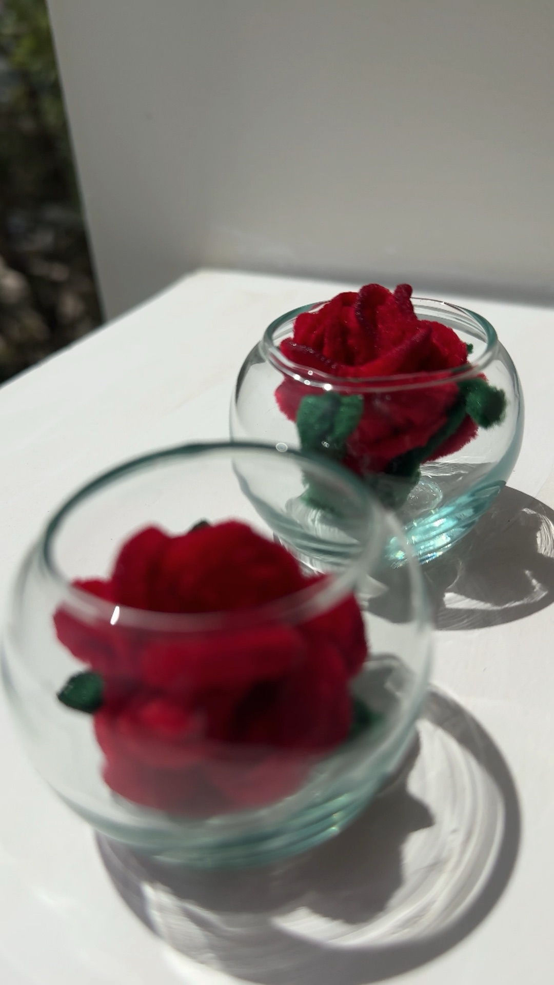 Милая Роза 🌹 в аквариуме из пушистой проволоки 🌹
