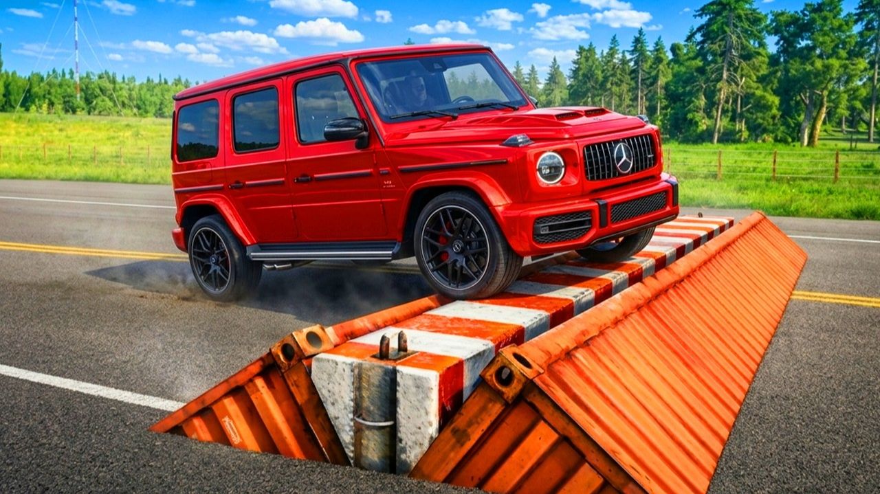 Автомобили против разрушительного лежачего полицейского - Челлендж в BeamNG Drive!  Игра. Мультики