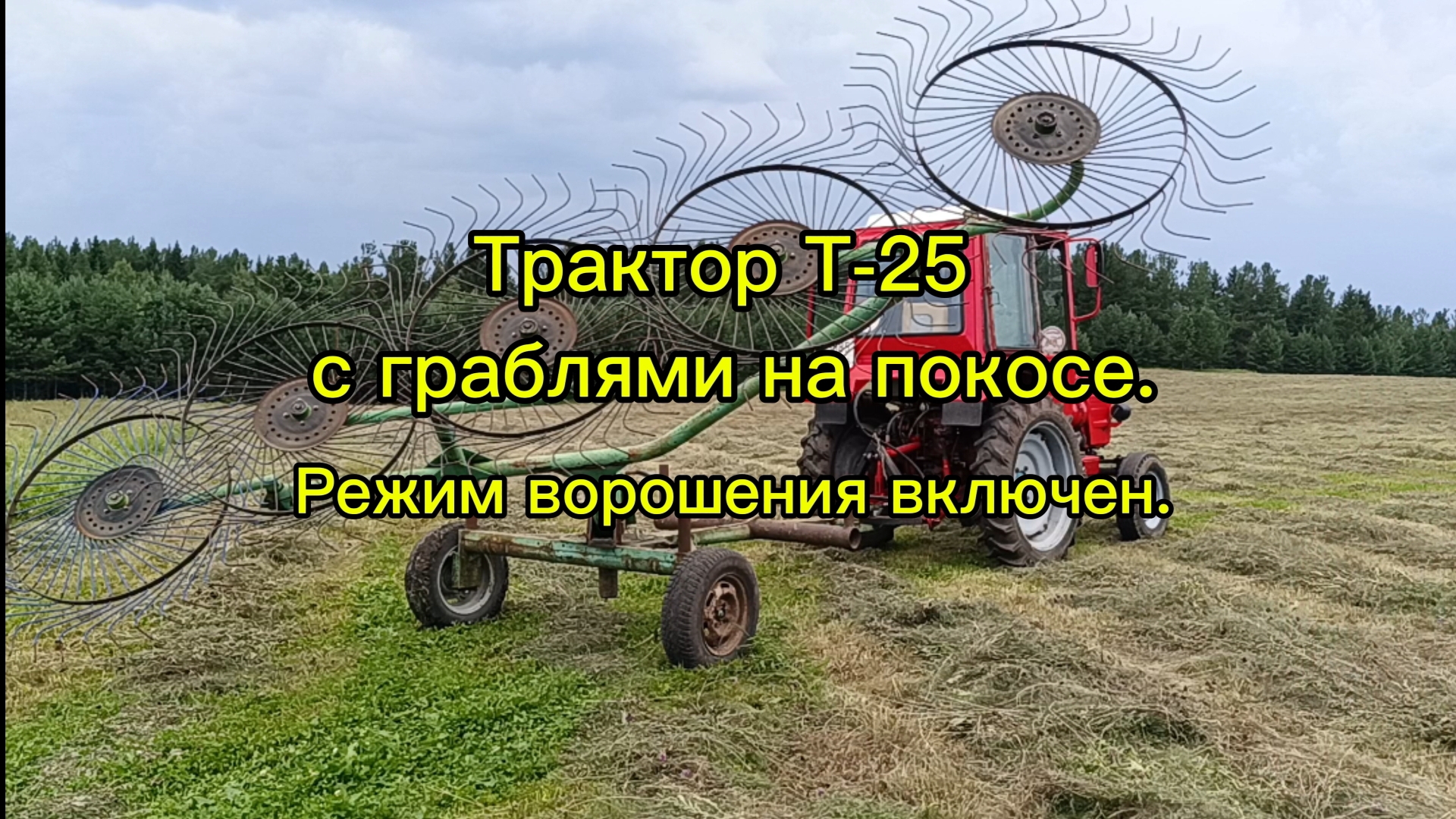 Трактор Т-25 на покосе. Ворошение.