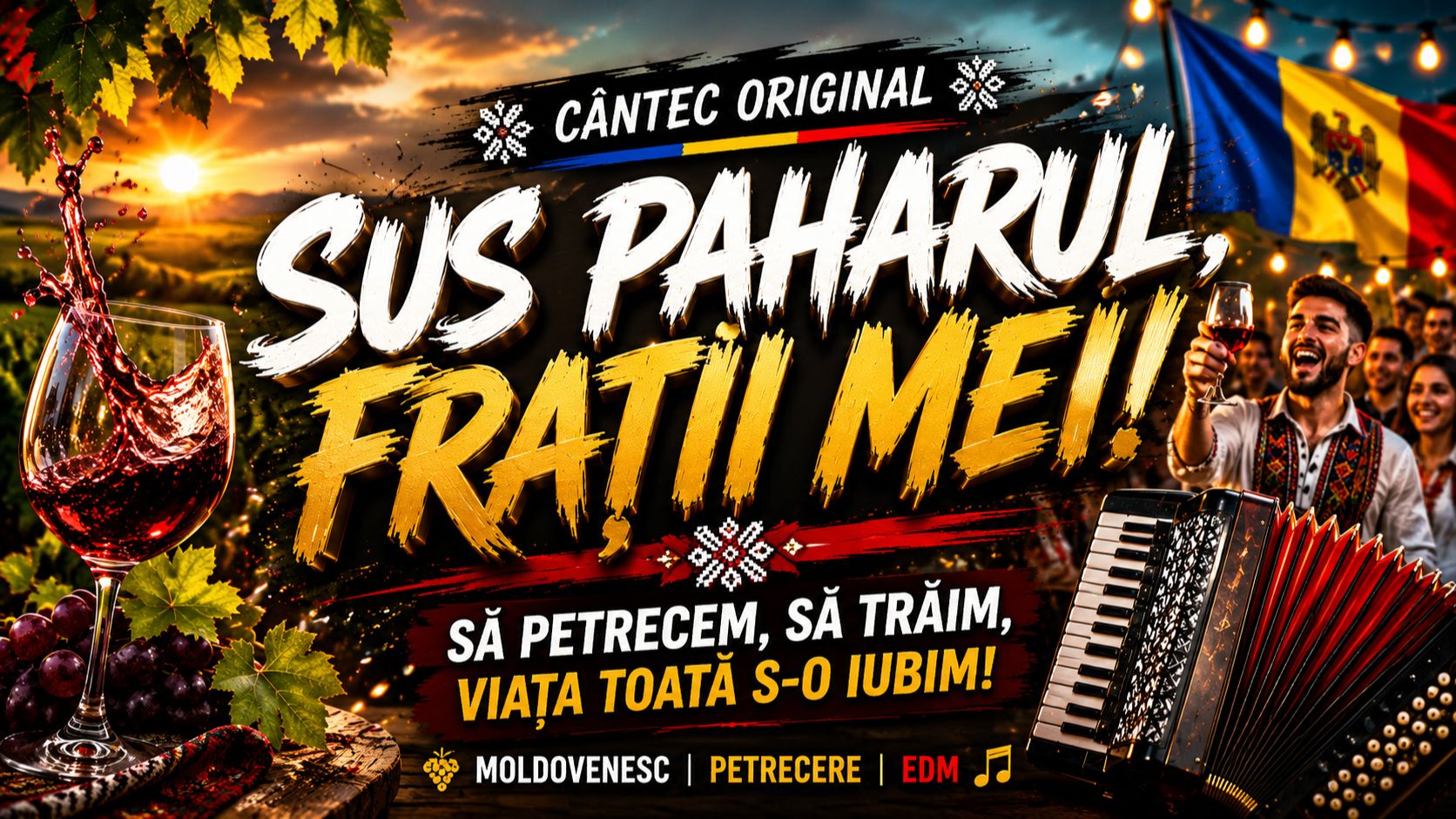 Sus Paharul, Frații Mei 🍷 | Выше ваши бокалы братья мои | Cântec Moldovenesc | Молдавская Музыка