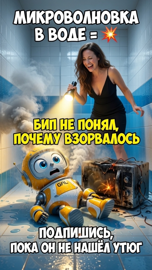 💥 БИП БРОСИЛ МИКРОВОЛНОВКУ В ВОДУ! Смешной провал робота | Юмор, приколы, вирусное #Shorts