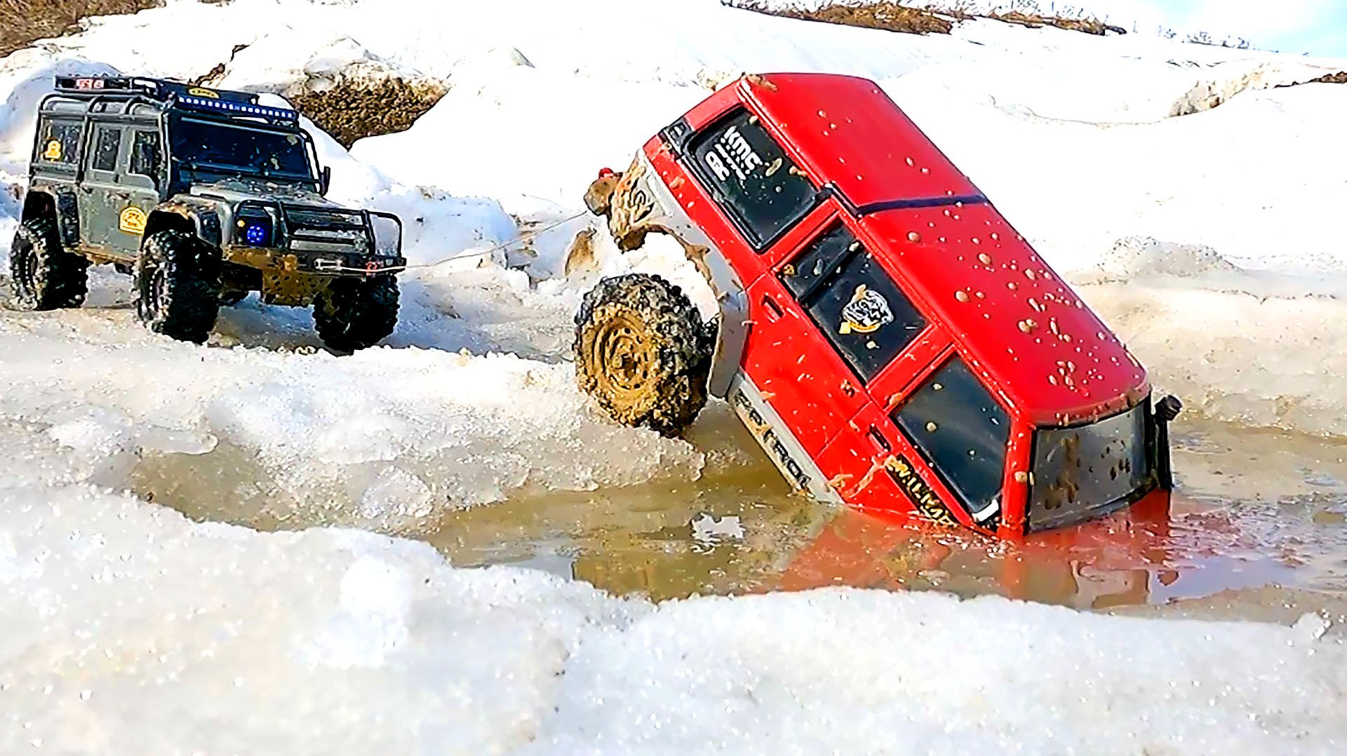 RC Cars в Ловушке Талого Снега! 😱 Ниссан Патрол Тонет + Спасение Лебедкой