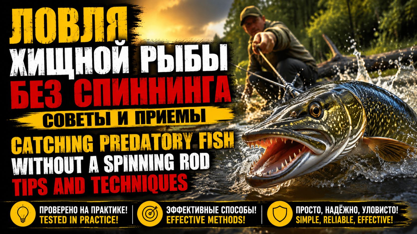 Ловля хищной рыбы без спиннинга: советы и приёмы | Fishing Tips: No Rod, No Reel».
