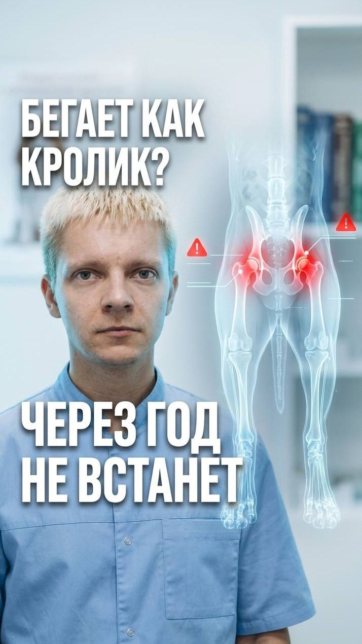Щенок бегает «как кролик»? Это не мило. Через год он не встанет 👇