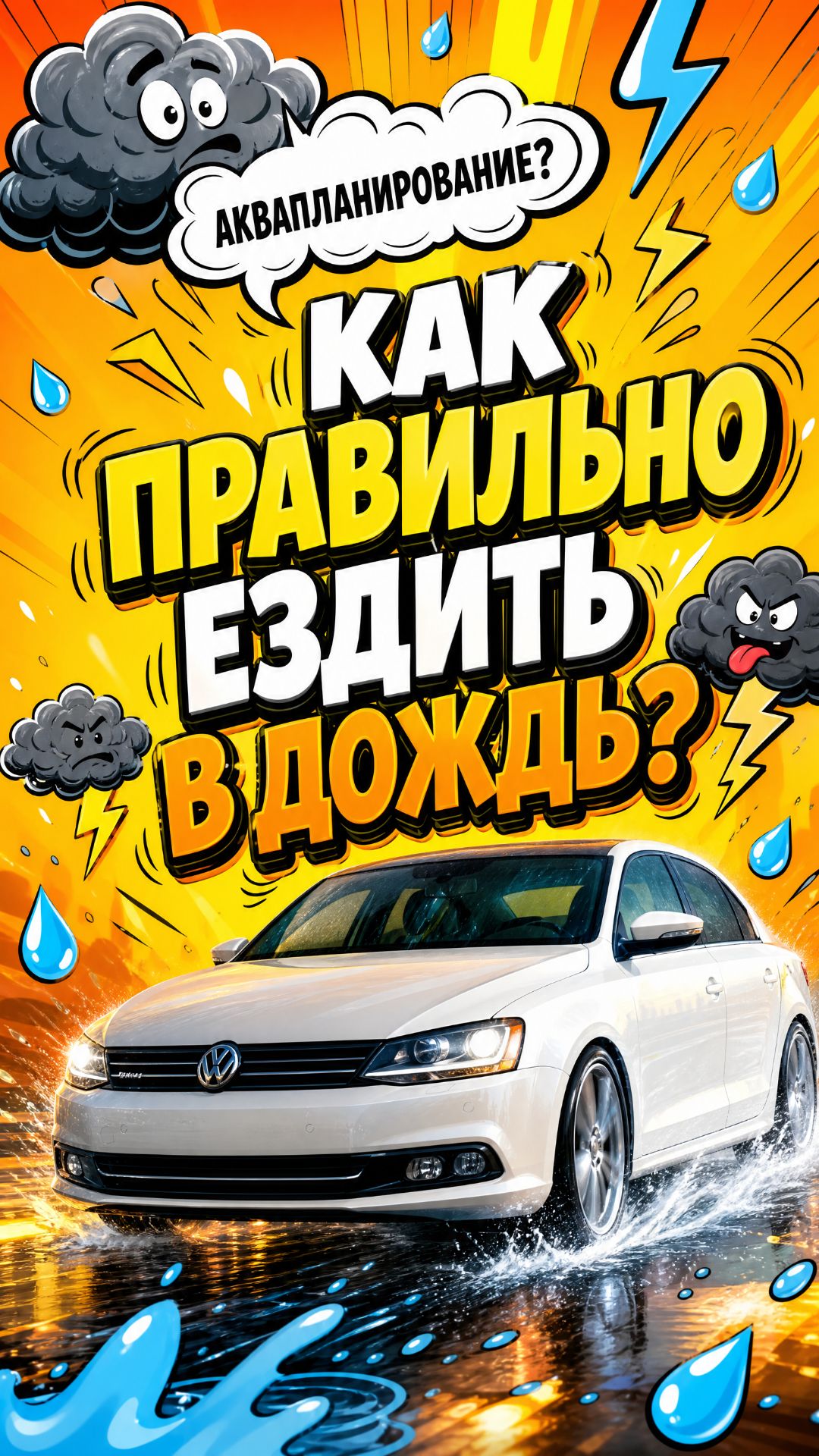 Никогда не езди так в дождь! Аквапланирование.