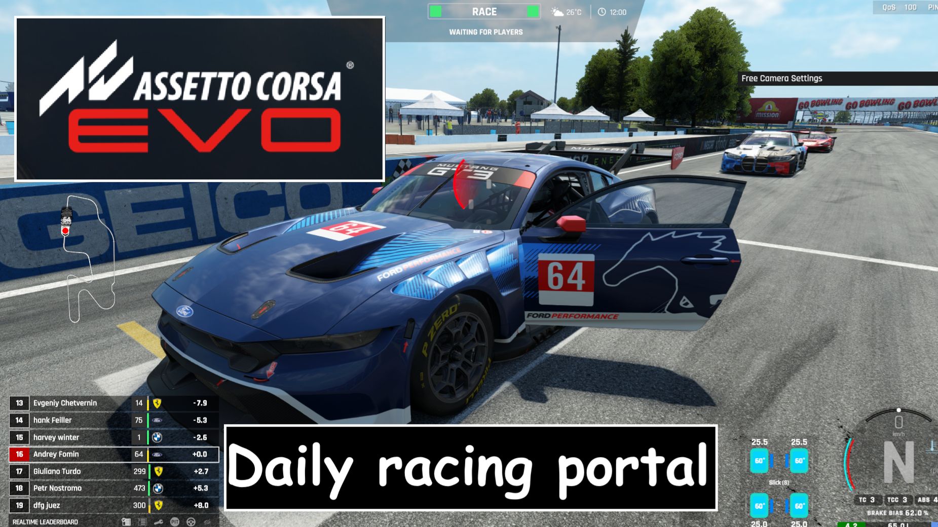 Assetto Corsa EVO (0.8.1) Daily Racing Portal. Online Race. 2026.08.02