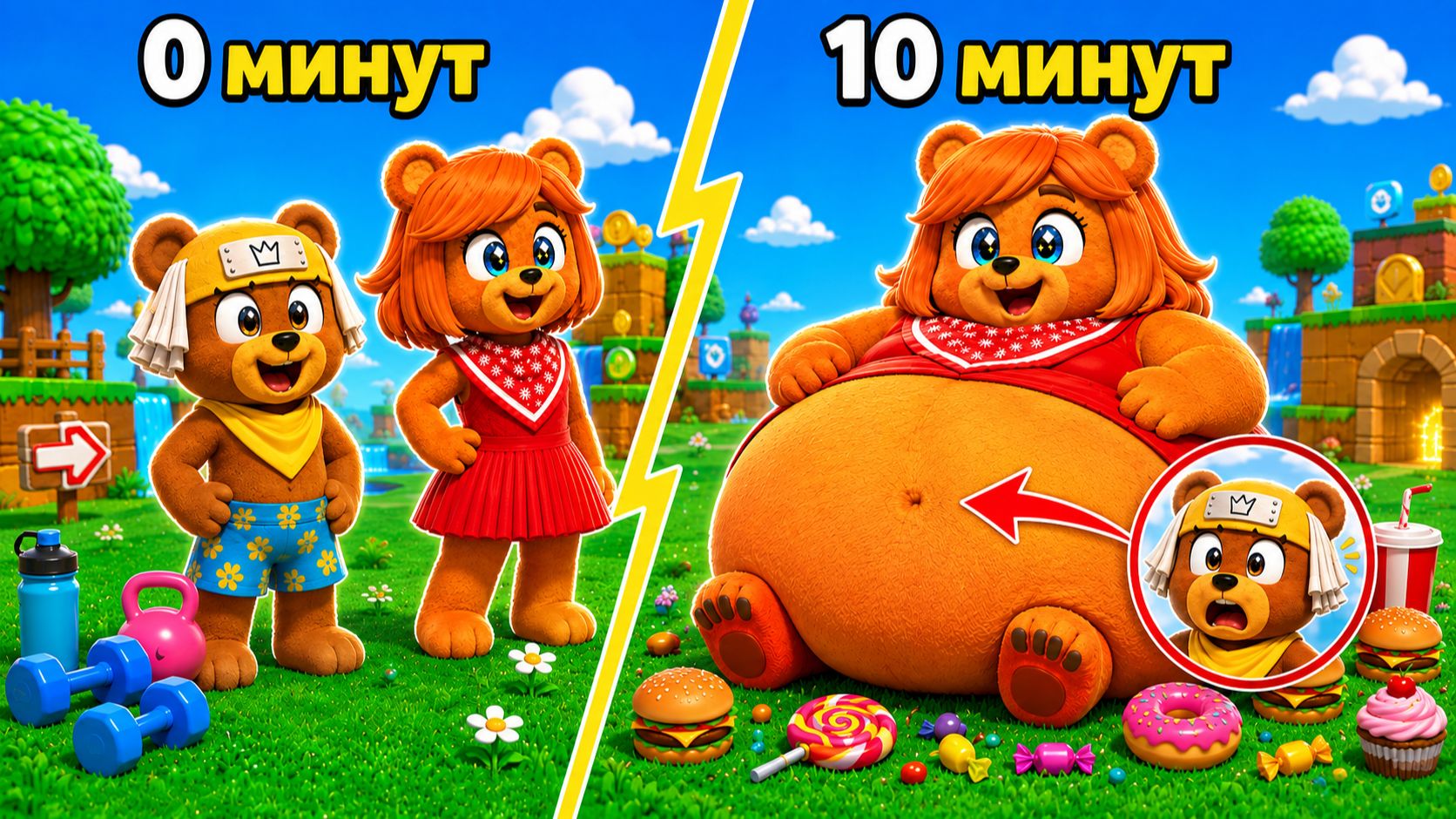 😳СУПЕР МИШКА, НО МЫ СТАЛИ ТОЛСТЫЕ В SUPER BEAR ADVENTURE