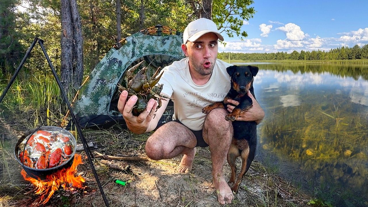 Подводная охота на Диком Озере! Раки кишат на дне! Поставил раколовки и верши 24 ЧАСА