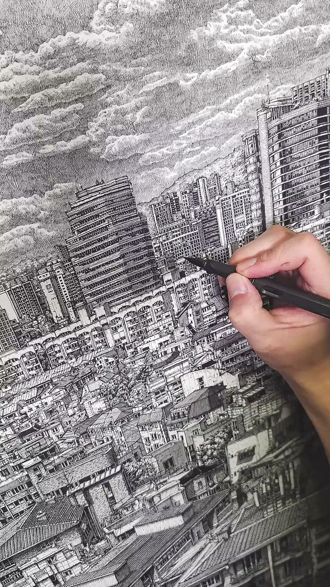 The Most Satisfying Pen Drawing ASMR - Hidden Seoul Neighborhood