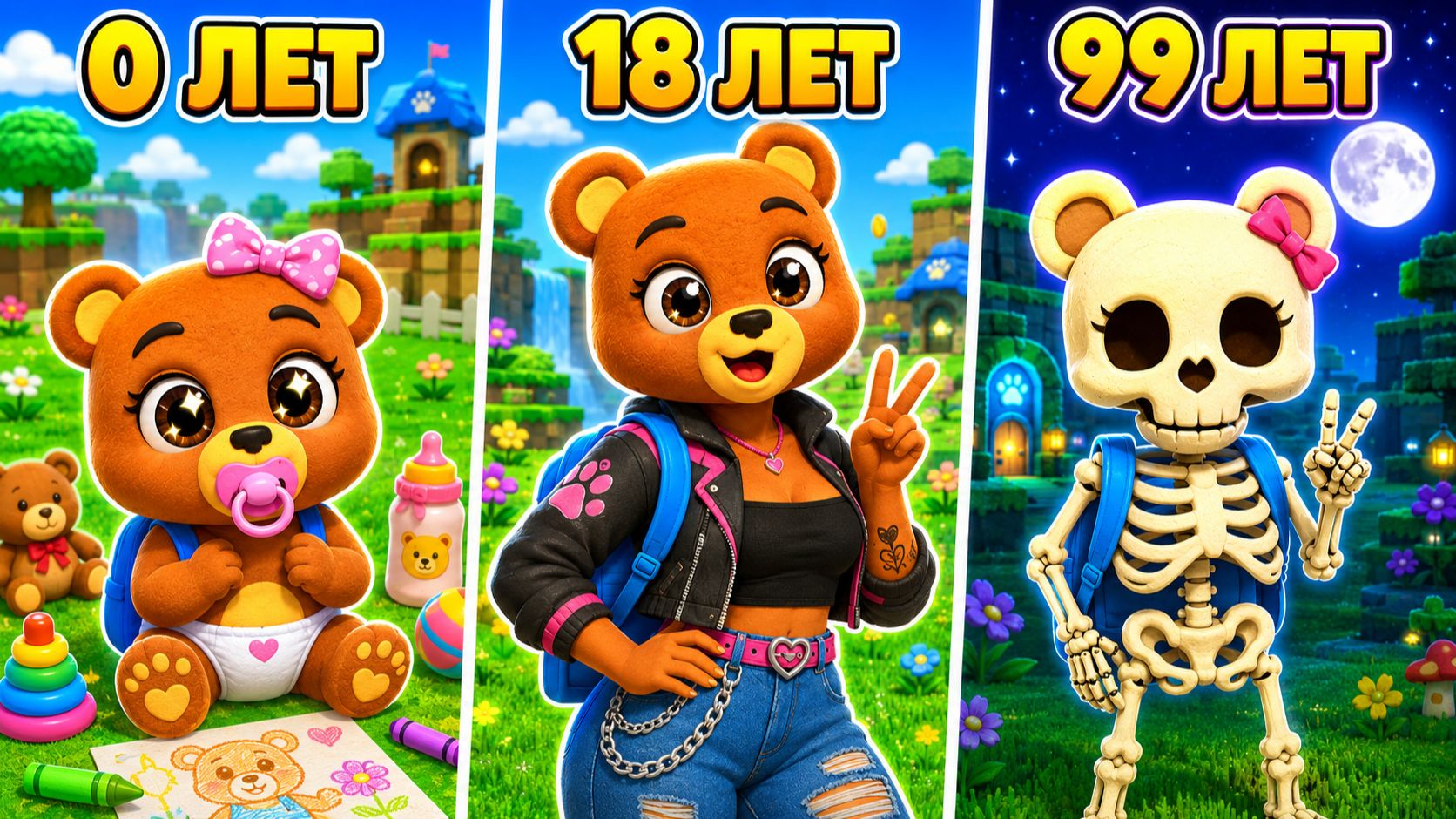😍КАК МЕНЯЛАСЬ ДЕВУШКА СУПЕР МИШКА? В ИГРЕ SUPER BEAR ADVENTURE