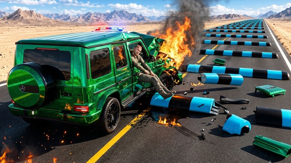 Испытание «Машины против 100 подряд лежачих полицейских» в BeamNG/Drive