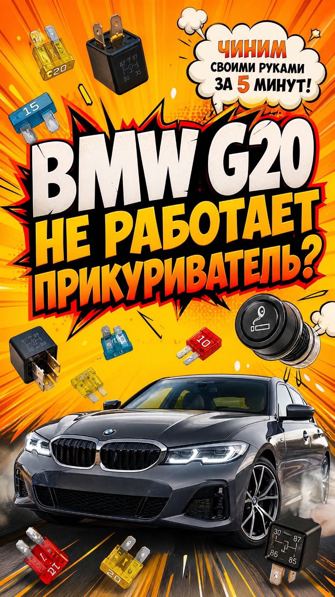 BMW G20: Не работает прикуриватель. Чиним за 5 минут своими руками.