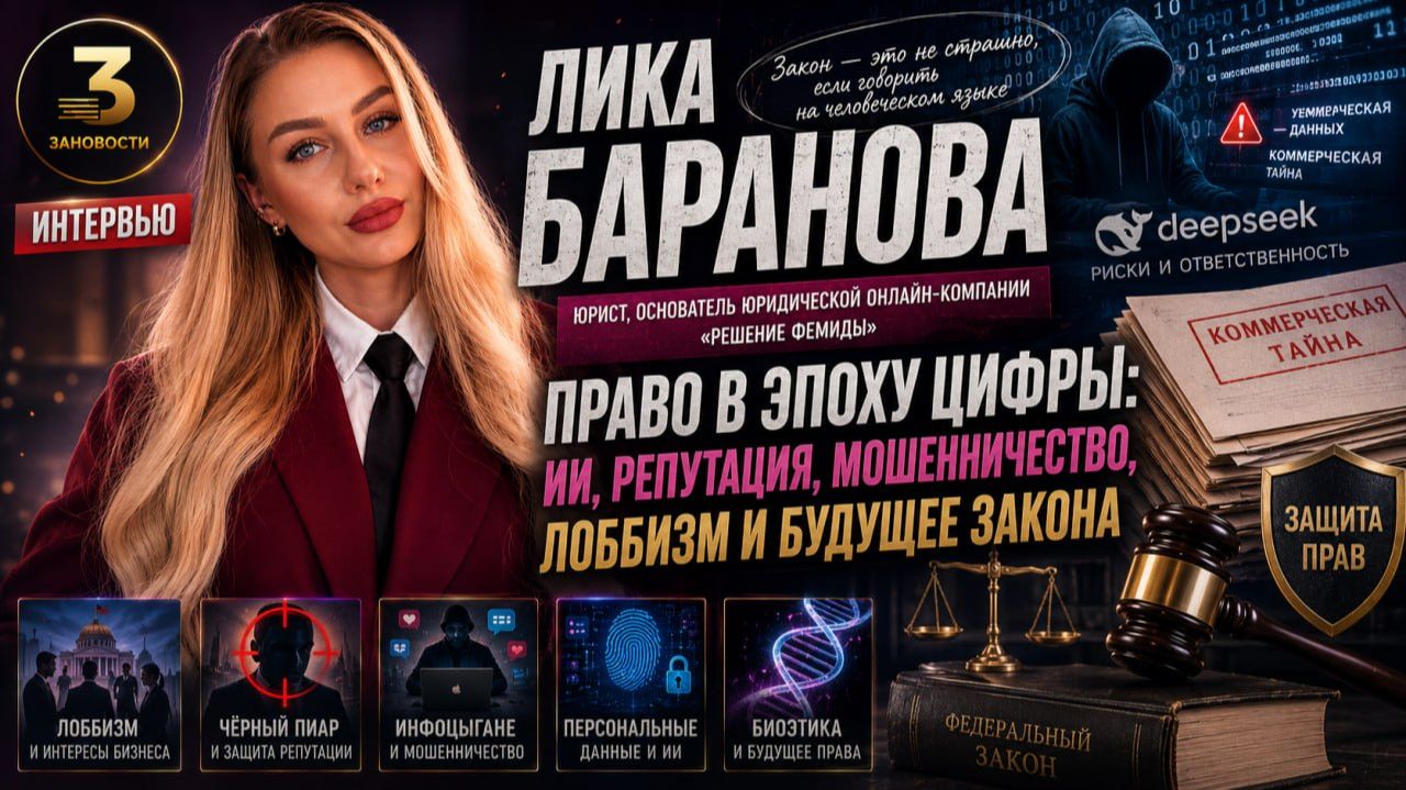 Лика Баранова. Право в эпоху цифры: ИИ, репутация, мошенничество, лоббизм и будущее закона