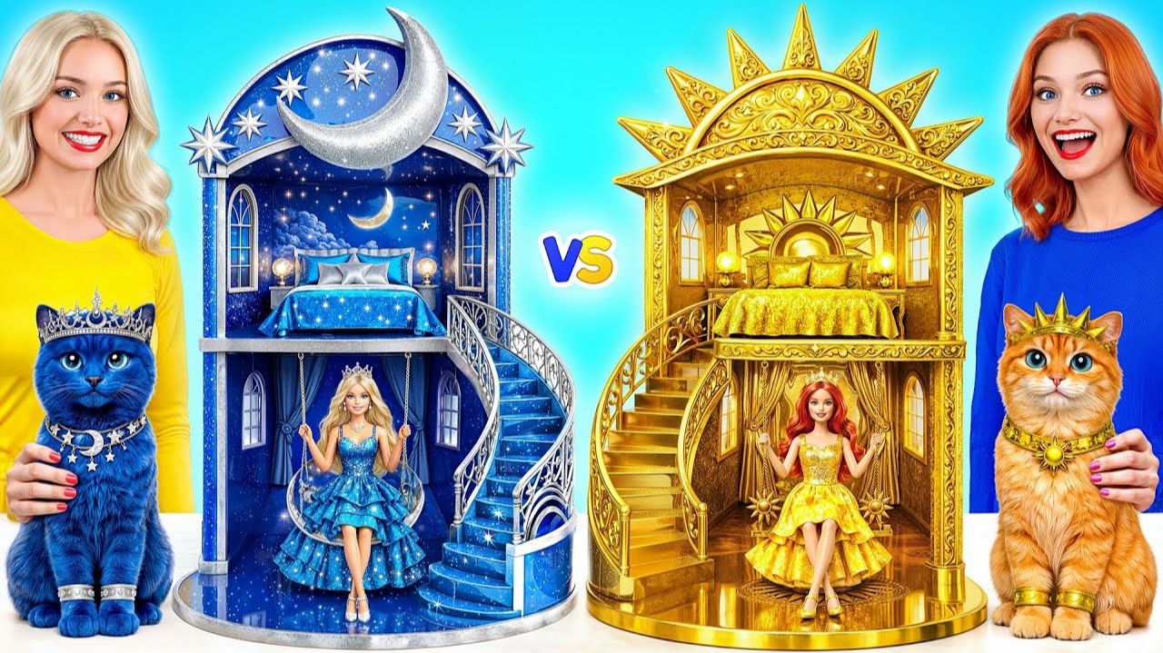 Строим Удивительныи Кукольныи Домик День Vs Ночь Челлендж _Крутые Творческие Лаифхаки