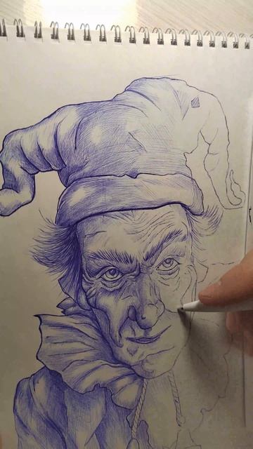 Старый шут #арт #скетч #рисунок #ручка #рисование