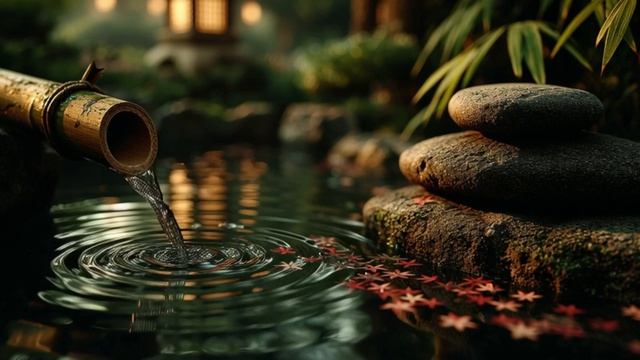 Дзен-музыка для сна  Бамбуковый фонтан журчание воды и музыка для медитации  4 часа
