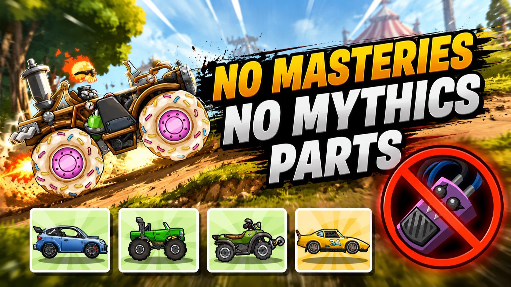 😊👍 NO MASTERIES NO MYTHICS PARTS (Nitro Strings Attached) - Hill Climb Racing 2