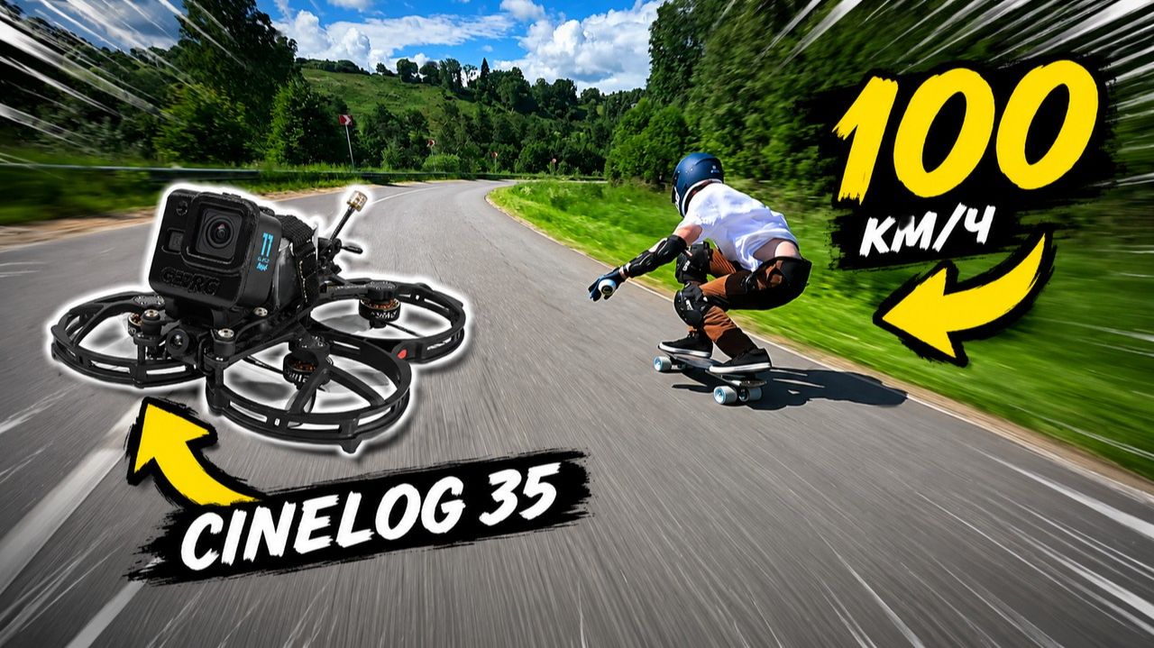 Снимаю скоростной скейтбординг с FPV дрона / Cinelog 35 + GoPro11