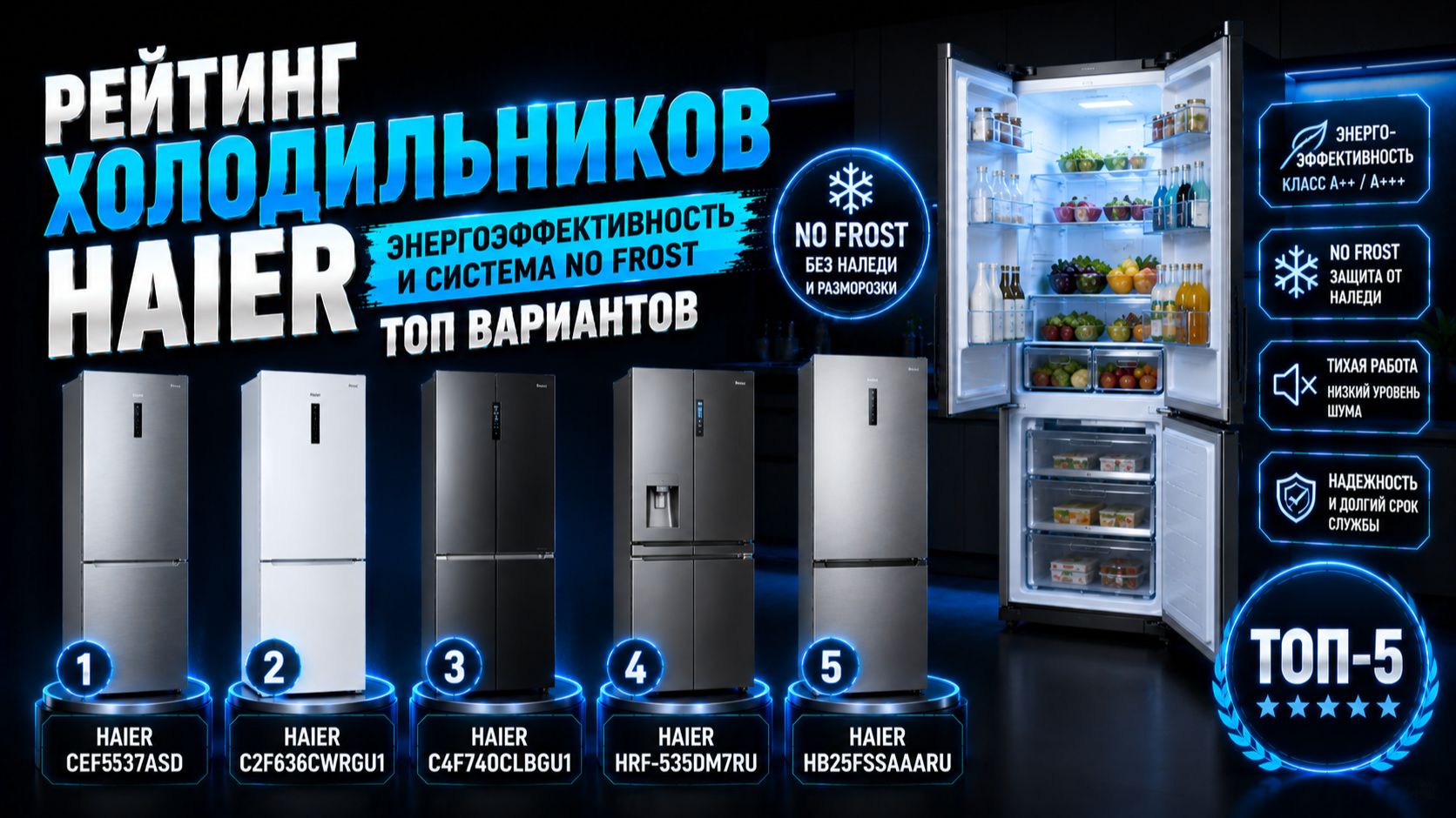 Рейтинг холодильников Haier: энергоэффективность и система No Frost — топ вариантов.