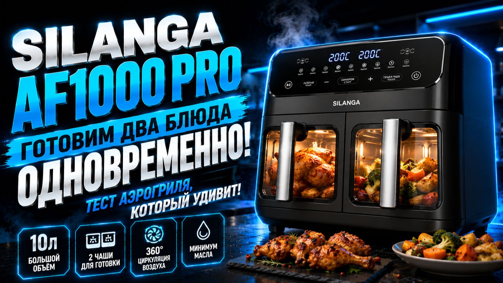 Silanga AF1000 Pro: готовим два блюда сразу — тест аэрогриля, который удивит!